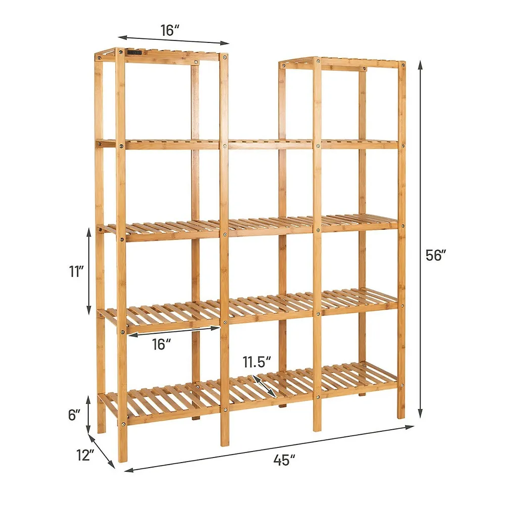 Costway Bamboo 9-Tier Plant Stand Utility Shelf Free Standing