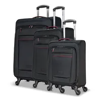 3 Piece Set Soft Side Luggage With Contrast Piped Trim