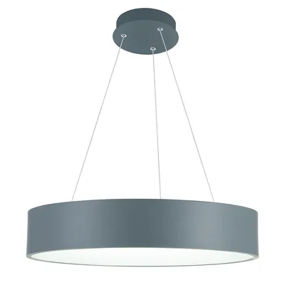 Arenal Led Drum Shade Pendant With Gray & White Finish