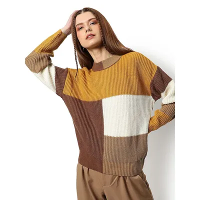 Women Colorblock Casual Sweater
