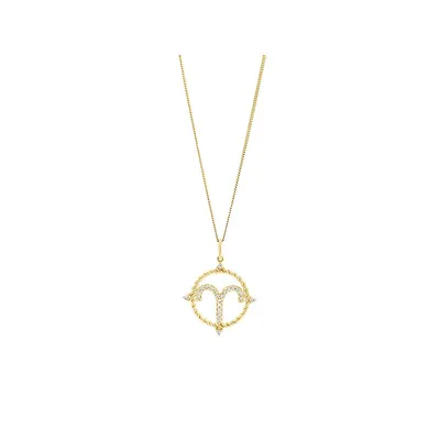 Aries Zodiac Pendant With 0.15 Carat Tw Of Diamonds In 10kt Yellow Gold