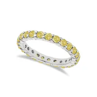 Fancy Yellow Canary Diamond Eternity Ring Band 14k White Gold (2.00ct)