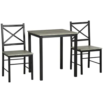 Square Dining Table Set Of 3, Includes 2 Chairs
