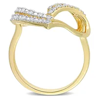 1/5 Ct Tw Diamond Open Heart Ring Yellow Plated Sterling Silver