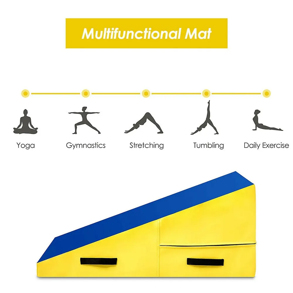 Costway Incline Gymnastics Mat Cheese Wedge Tumbling Mat W/zipper Handle  Home Training