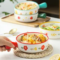 4 Pieces 8.5" Colorful Round Ceramic Baking Dish With Single Handle