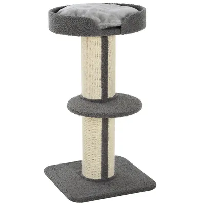 Cat Tree Tower With Scratching Post Cat Bed Cushion, Grey