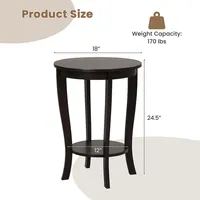 2 Pcs 2-tier End Table 18" Round Compact Sofa Side Nightstand With Storage Shelf
