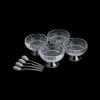 Lys Collection Crystal Dessert Bowls With Spoons Set Of 4