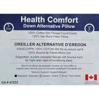 100% Micro Gel Fiber Pillow, Cotton Shell, Made Canada