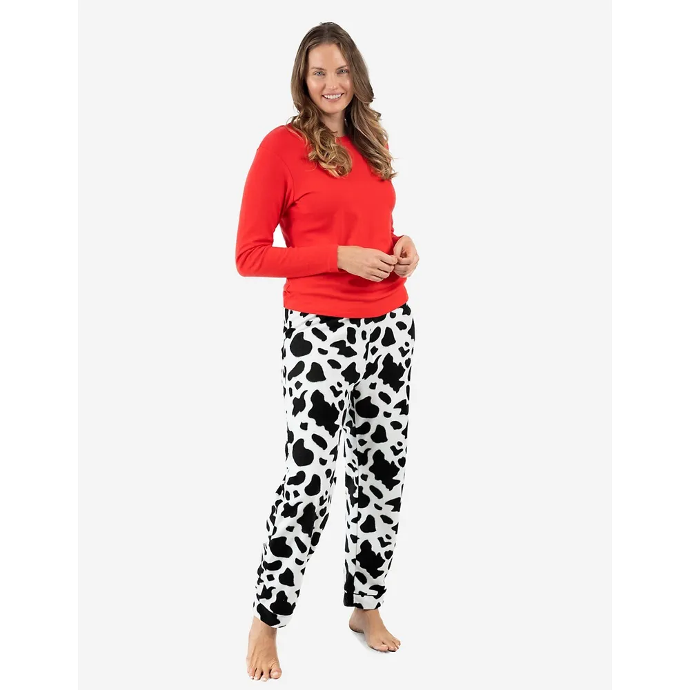 Womens Cotton Top Fleece Pant Pajamas