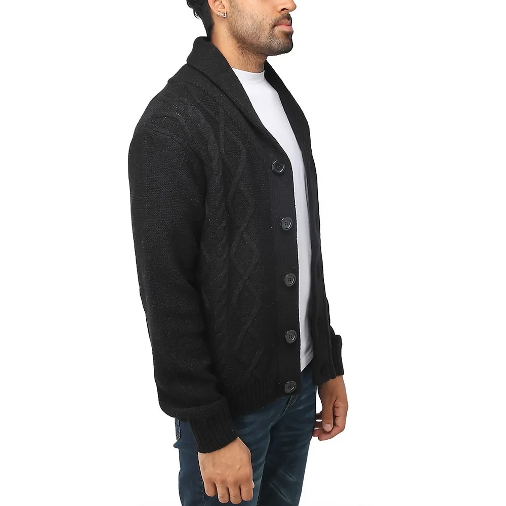 Mens Extra Soft Cable Knit Cardigan