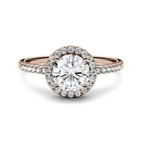 14k Rose Gold & 1.30 Ct. T.w. Created Moissanite Halo Engagement Ring