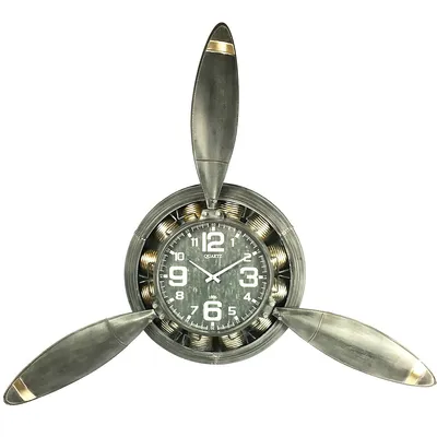 Metal Airplane Propeller Wall Décor Clock,vintage Wrought Iron Aviation Clock Wall Art Décor