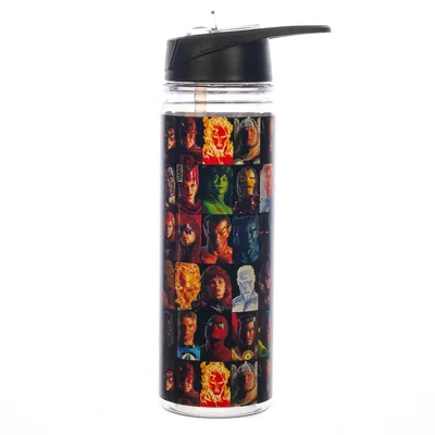 Marvel Retro Character Collage 16 Oz. Uv Double-wall Tritan Water Bottle