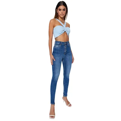 Woman High Waist Skinny Fit Jeans