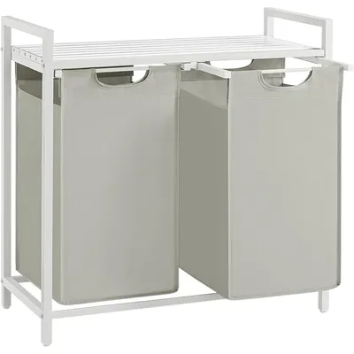 Laundry Hamper With 2 Removable Bags, Metal Frame, White