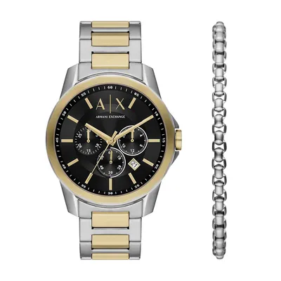 Men's Chronograph, Stainless Steel Watch And Bracelet Set