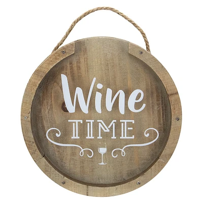 12" Round Wine Time Cork Collector Wooden Hanging Wall Decoration