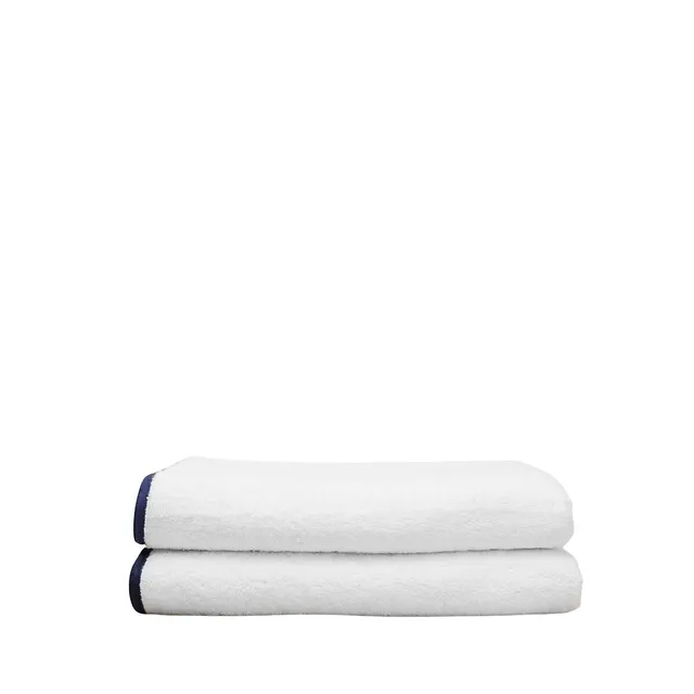 Carre blanc White Bath Towel Beach Waffle Fish Embroidered Cotton