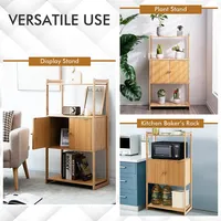 Bamboo Bathroom Cabinet Freestanding Tall Storage Shelf Unit W/2 Doors & Shelves