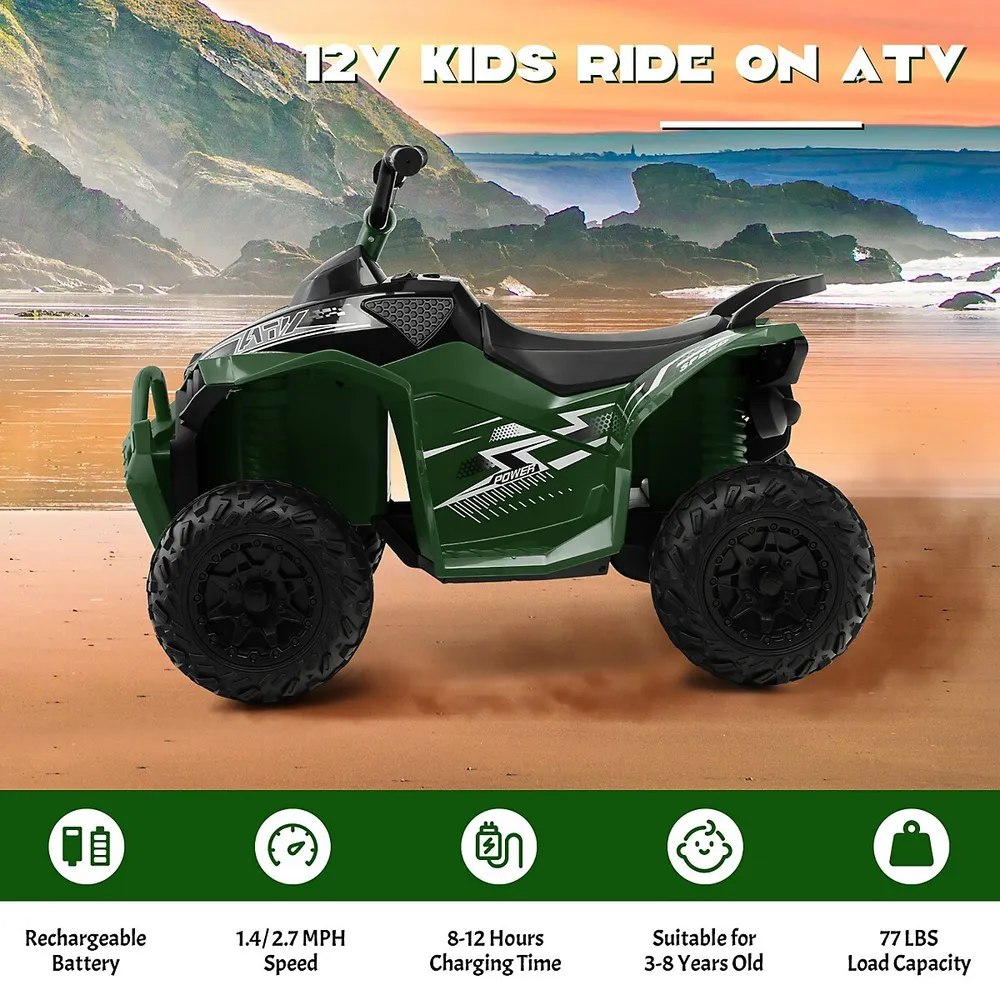 12v Battery Powered Kids Ride On Atv Electric 4-wheeler Quad Car With Mp3 & Light