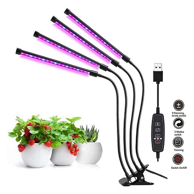 Plant Grow Light Strip Clip-on Grow Lights 4 Strips Full Spectrum Grow Light For Indoor Plants With Auto On/Off Timer