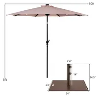 10ft Solar Lights Patio Umbrella Outdoor W/ 50 Lbs Movable Stand