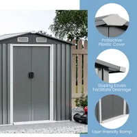 6 X 4 Ft Outdoor Storage Shed Galvanized Steel Shed With Lockable Sliding Doors
