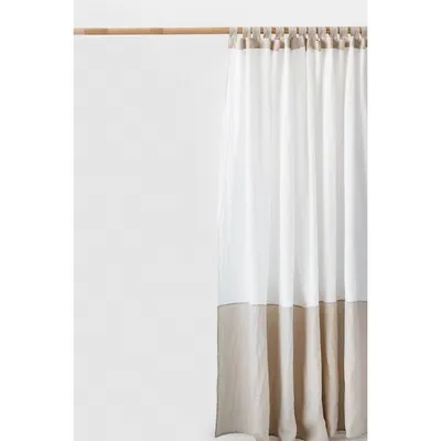 Color-block Linen Curtain Panel (1 Pcs)