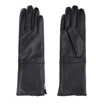 Long Leather Glove With Foldover Cuff