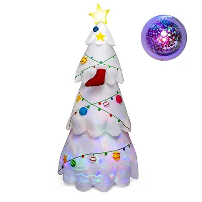 8ft Inflatable Christmas Tree Blow Up Holiday Decoration With Rotating & Led Light