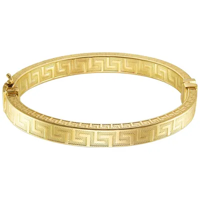 18kt Gold Plated Oval With Greek Key Bangle