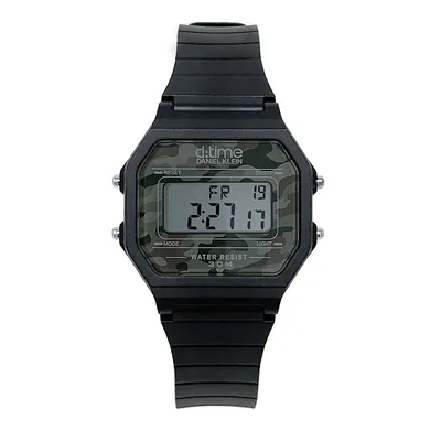 Womens Vintage Rubber Digital Watch, Retro Style, Dual Time, 12h/24h, Stopwatch, Alarm Calendar