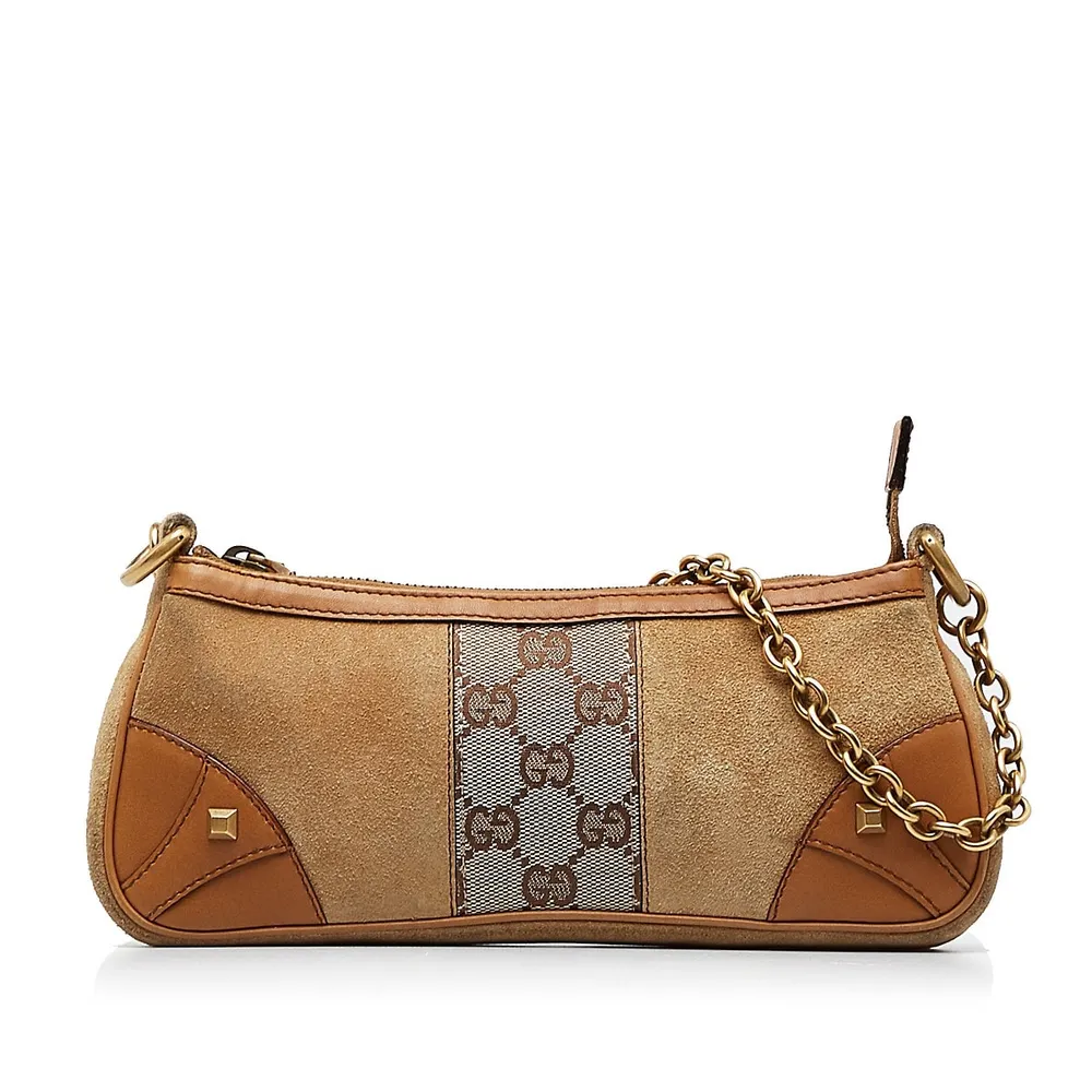 Suede Gucci Canvas Nailhead Pochette