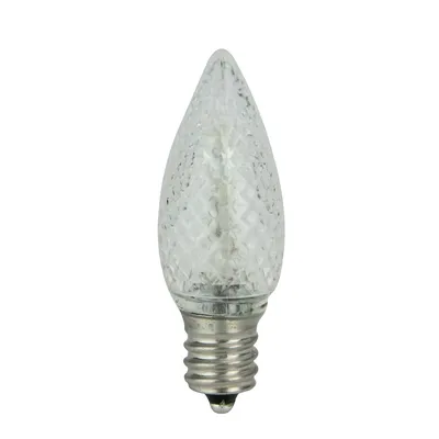 Pack Of 4 Faceted Transparent Cool White Led C7 Christmas Replacement Bulbs