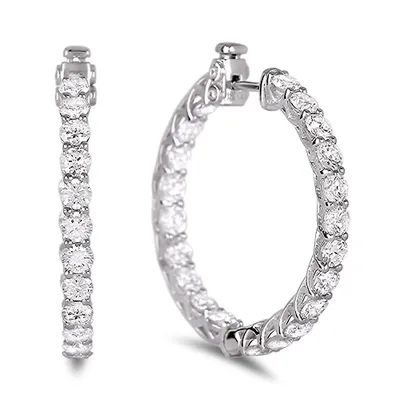 10k Gold 4.30 Cttw Lab Grown Diamond Eternity Hoop Earrings