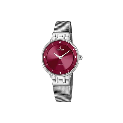 Mademoiselle Mesh Band Watch In Silver