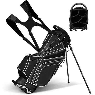 Golf Stand Cart Bag Club W/6 Way Divider Carry Organizer Pockets Storage