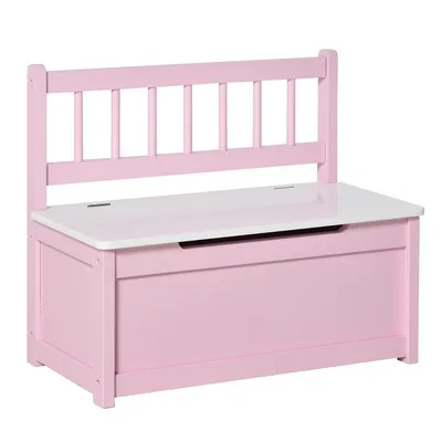 2-in-1 Kids Storage Bench Pink