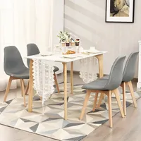 Set Of Dining Chair Fabric Cushion Seat Modern Mid Century W/wood Legs