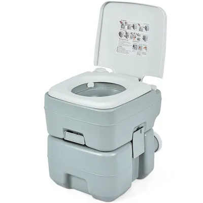 5.3 Gallon 20l Outdoor Portable Toilet W/ Level Indicator For Rv Travel Camping