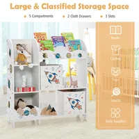 Kids Toy And Book Organizer Children Wooden Storage Cabinet W/ Storage Bins