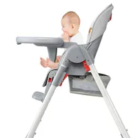 Baby High Chair With Basket, Toddle Booster Seat Highchair with 6-Position Adjustable Seat Height and Food Tray - Grey