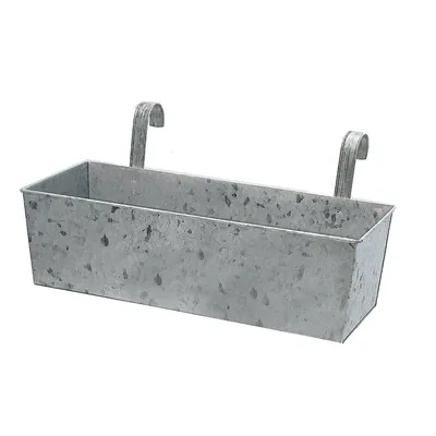 Galvanized Metal Rect. Planter With Hooks (19.70")