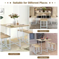 5pcs Dining Set Compact Dining Table And 4 Stools Metal Frame