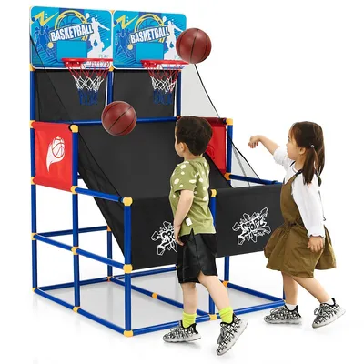 Kids Dual Shot Basketball Arcade Game W/4 Balls Pump Easy Quick Assembling Gift