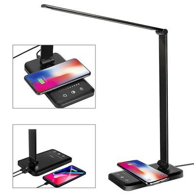 Led Desk Lamp With Wireless Charger, Usb Charging Port For Home Office, Touch Control