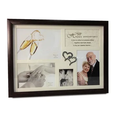 50th Anniversary Collage Frame With Double Heart Icon