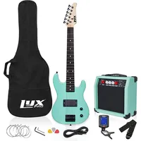 30 Inch Electric Guitar Starter Kit For Kids W/ 3/4 Size Beginner’s Guitar, Amp, Strings, 2 Picks, Shoulder Strap, Digital Clip On Tuner, Cable & Case